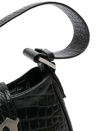 Shop Misbhv Logo-plaque Crocodile-embossed Shoulder Bag In Black