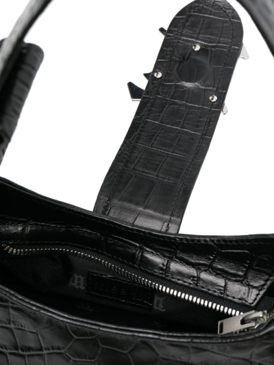 Shop Misbhv Logo-plaque Crocodile-embossed Shoulder Bag In Black