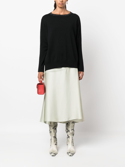 Shop Fabiana Filippi Wide-neck Virgin Wool-blend Jumper In Black