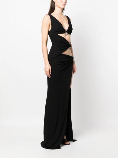 Shop Roberto Cavalli Cut-out Side-slit Gown In Black