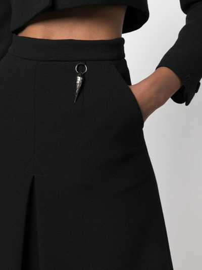 Shop Roberto Cavalli A-line Wool Midi Skirt In Black