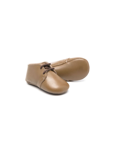 Bonpoint Round-toe Leather Pre-walkers In Brown