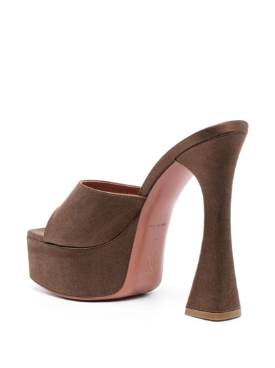 Shop Amina Muaddi Dalida 135mm Platform Mules In Brown