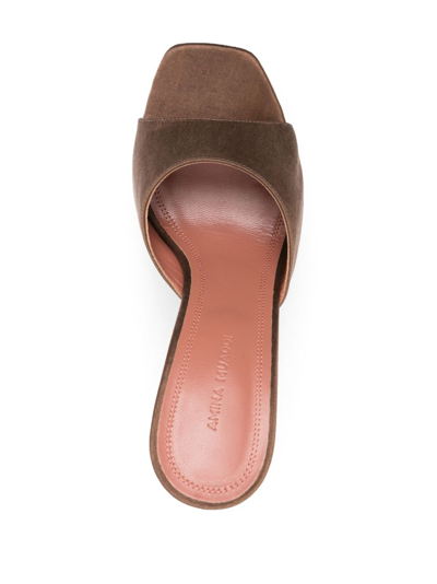 Shop Amina Muaddi Dalida 135mm Platform Mules In Brown