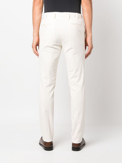 Shop Luigi Bianchi Mantova Slim-cut Cotton Trousers In Neutrals