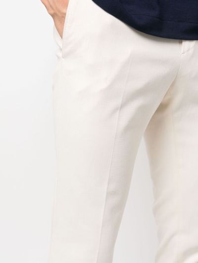 Shop Luigi Bianchi Mantova Slim-cut Cotton Trousers In Neutrals