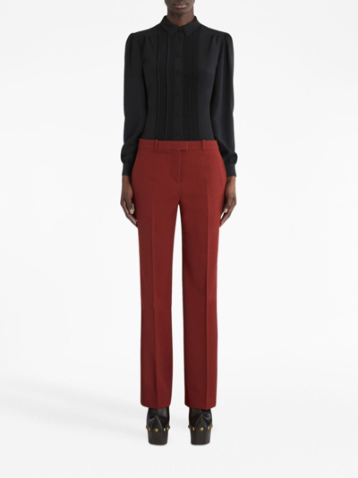 Shop Etro Jacquard Straight-leg Tailored Trousers In Red