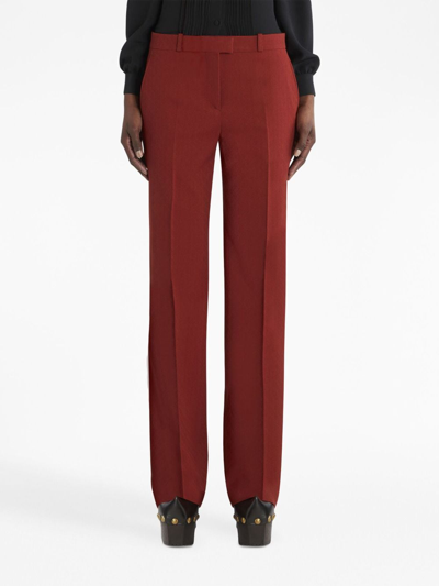 Shop Etro Jacquard Straight-leg Tailored Trousers In Red