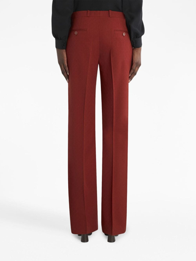 Shop Etro Jacquard Straight-leg Tailored Trousers In Red