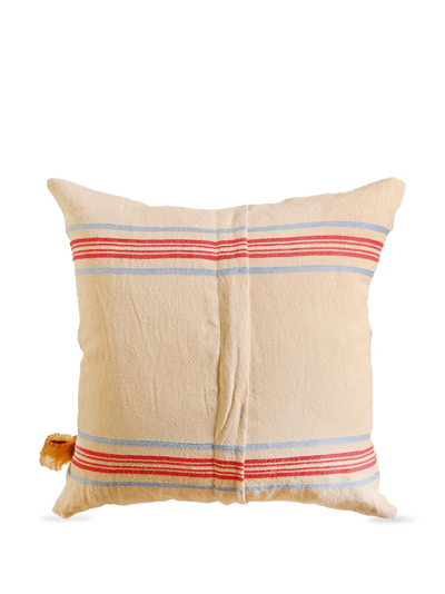 Shop The House Of Lyria Profeta Striped Linen Cushion In Neutrals