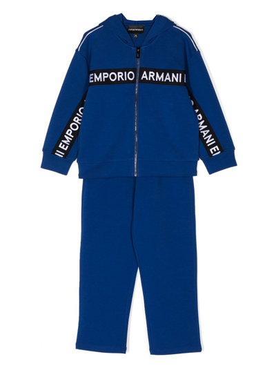 Emporio Armani Logo-print Long-sleeve Tracksuit In Blue
