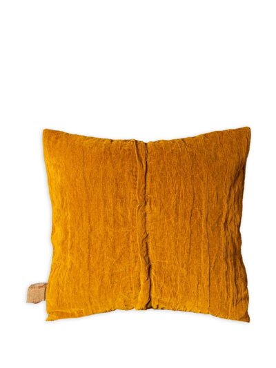 The House Of Lyria Lonicera Velvet Cushion In Yellow