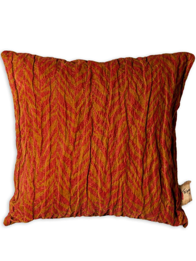 Shop The House Of Lyria Arrogante Chevron-print Cotton Cushion In Multicolour