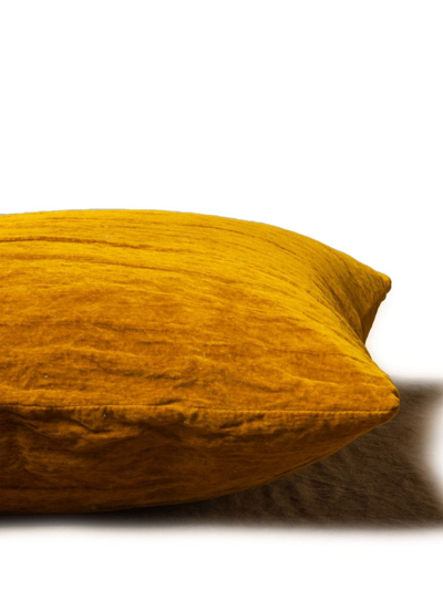 The House Of Lyria Lonicera Velvet Cushion In Yellow