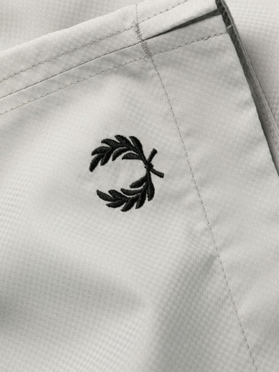 Shop Fred Perry Logo-embroidered Drawstring Swim Shorts In Grey