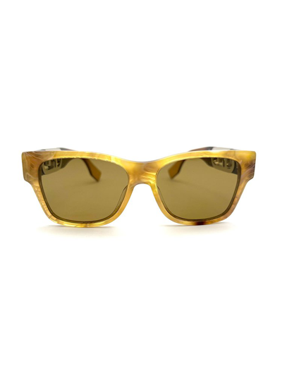 Shop Fendi Eyewear Rectangle Frame Sunglasses In Brown