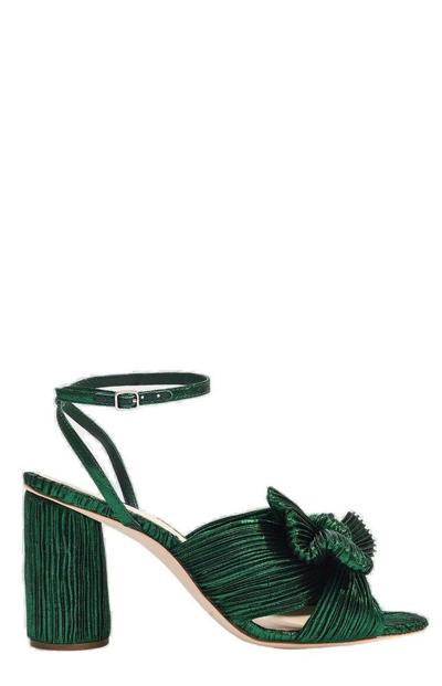 Shop Loeffler Randall Camellia Pleated Knot Sandals In Green