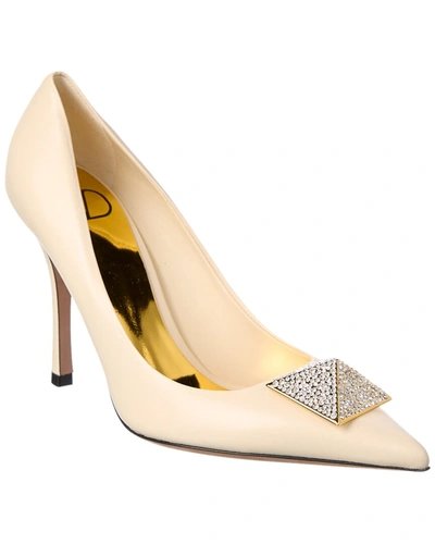 Shop Valentino One Stud 100 Leather Pump In Gold