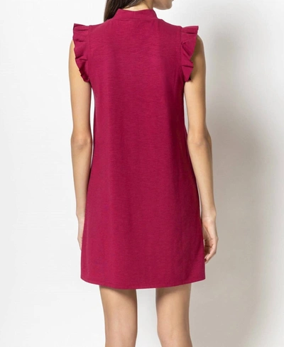 Lilla P Ruffle Sleeve Mock Neck Dress In Currant In Red