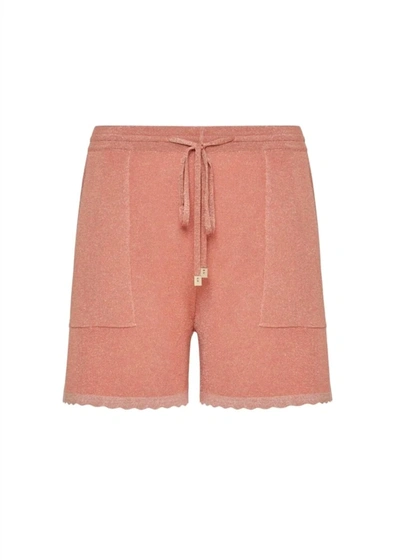 Shop Knitss Drawstring Waist Glitter Knit Shorts In Pink