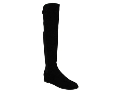 Shop Stuart Weitzman Women's Suede Hidden Wedge Knee-high Boot In Black