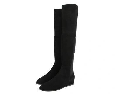 Shop Stuart Weitzman Women's Suede Hidden Wedge Knee-high Boot In Black