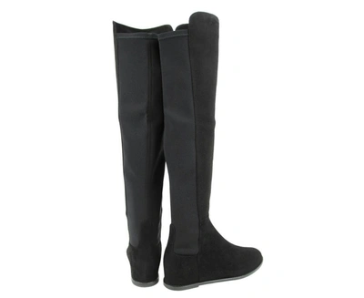 Shop Stuart Weitzman Women's Suede Hidden Wedge Knee-high Boot In Black