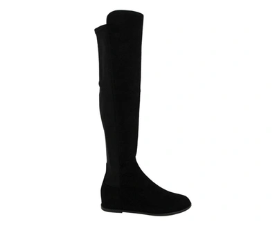 Shop Stuart Weitzman Women's Suede Hidden Wedge Knee-high Boot In Black