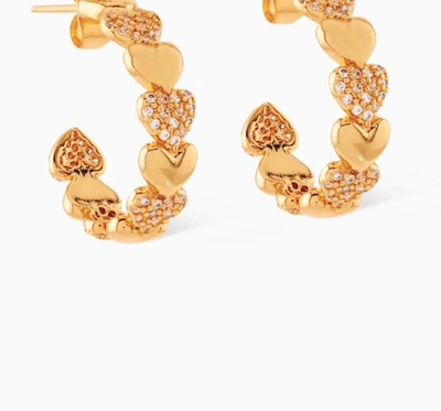 Shop Crystal Haze Habibi Heart Hoop Earrings In Gold