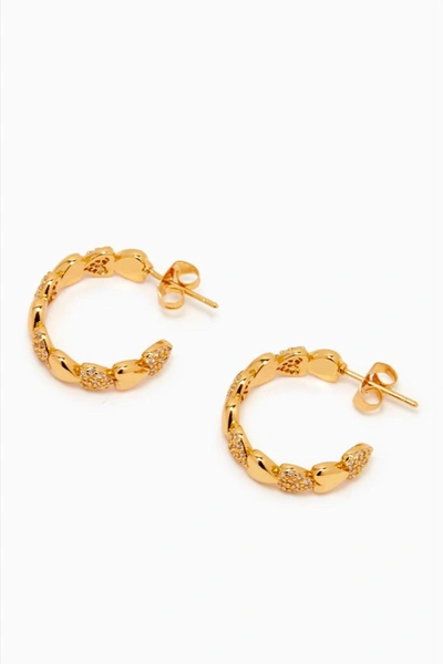 Shop Crystal Haze Habibi Heart Hoop Earrings In Gold