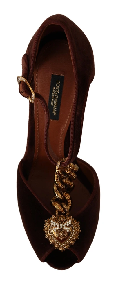 Shop Dolce & Gabbana Coppar Devotion Heart Sandals Women's Shoes In Brown