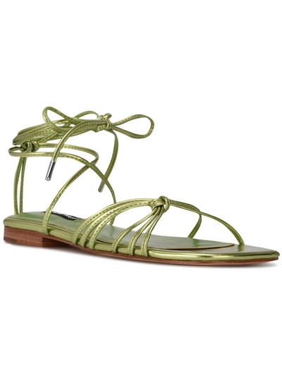 Shop Nine West Minus 3 Womens Faux Leather Ankle Strap Gladiator Sandals In Green