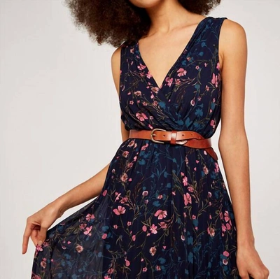 Shop Apricot Navy Floral Dress In Blue