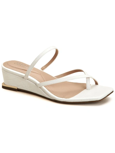 Shop Alfani Eadyn Womens Faux Leather Slip On Wedge Sandals In White