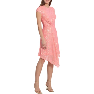 Shop Maggy London Womens Sequined Asymmetric Cocktail And Party Dress In Pink