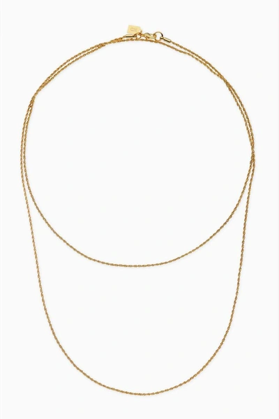 Shop Crystal Haze Double Rope Chain Necklace In Gold