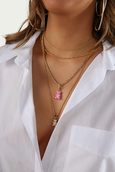 Shop Crystal Haze Double Rope Chain Necklace In Gold