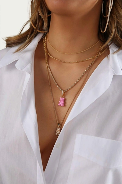 Crystal Haze Double Rope Chain Necklace In Gold