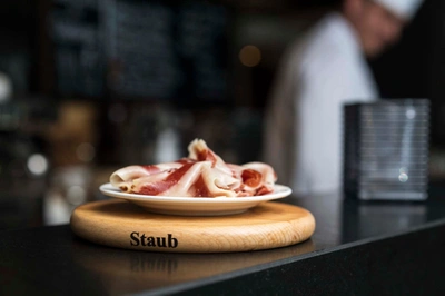 Staub Round Magnetic Wood Trivet In Brown