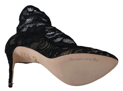 Shop Dolce & Gabbana Lace Taormina High Heel Women's Boots In Black