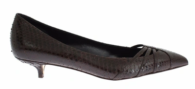 Shop Dolce & Gabbana Leather Kitten Heels Pumps Women's Shoes In Brown