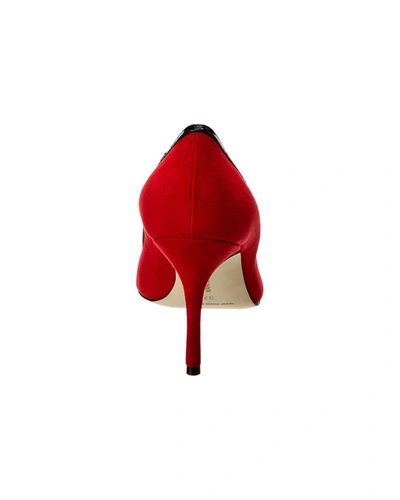 Shop Manolo Blahnik Tuberian 90 Suede & Leather Pump In Red