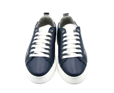 Shop Mcm Men's Estate Leather With  Trim Sneaker (eu /  Us) In Blue