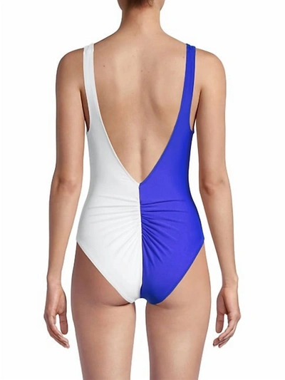 Shop Solid & Striped Lucia Colorblocked One-piece Swimsuit In Blue/white