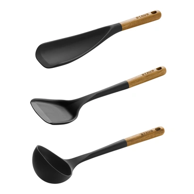 Shop Staub Silicone With Wood Handle Cooking Utensil Sets In Black