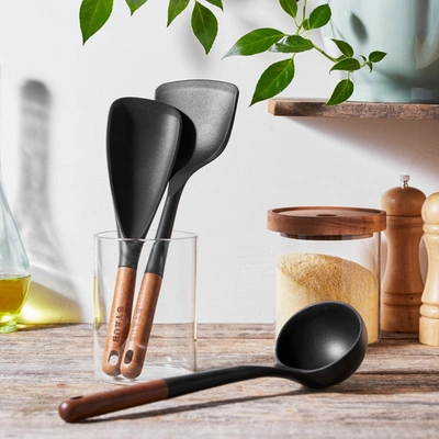 Staub Silicone With Wood Handle Cooking Utensil Sets In Black