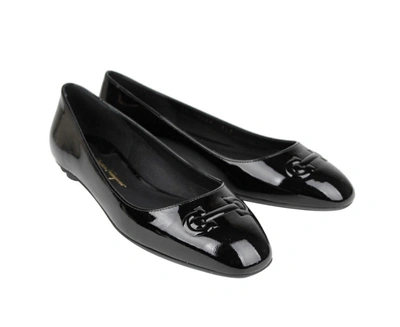 Shop Ferragamo Women's Patent Leather Ballet Flats In Black