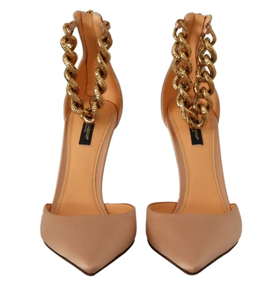 Shop Dolce & Gabbana Ankle Chain Strap High Heels Pumps Women's Shoes In Beige