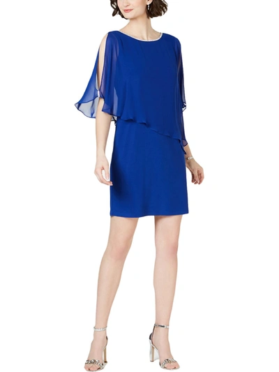 Shop Msk Womens Chiffon Rhinestone Semi-formal Dress In Blue