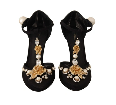 Shop Dolce & Gabbana Faux Ivory Crystal Vally Heels Sandals Women's Shoes In Black